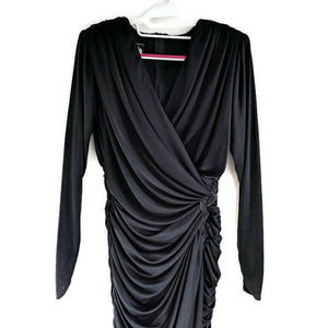 Vintage 80s Black Cocktail Dress 9/10 Chest 33" Slinky Wiggle Disco Sexy Costume